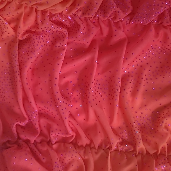 EUC Vintage Taboo women's hot orange pink sparkling fishtail midi dress S - Picture 11 of 16